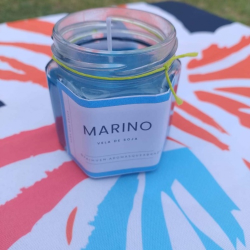 Vela Frasco Hexagonal Vidrio Varios Aromas 190ml